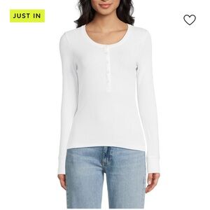 rag & bone White Long Sleeve Henley Top